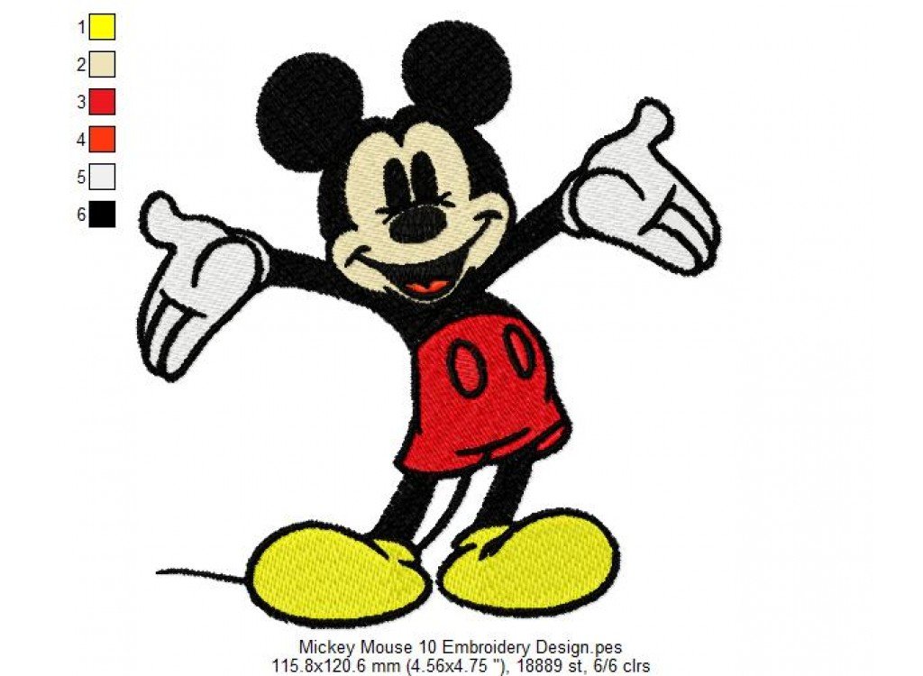 Mickey Mouse 10 Embroidery Design